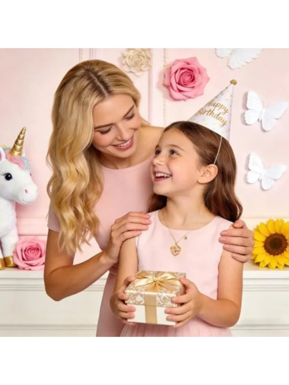 Sunflower Unicorn Initial Necklace - Perfect Gift for Girls & Kids, Cute Jewelry
